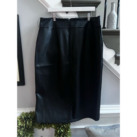 Express Black Faux Leather High Waist MIDI Skirt sz 18 NWT - Picture 8 of 10